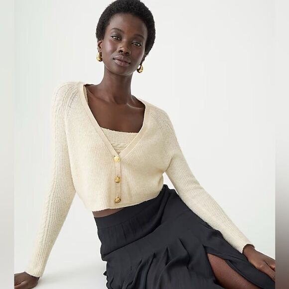 J Crew Supersoft Cropped Cableknit Sweater Tank Set NWT - Picture 2 of 8